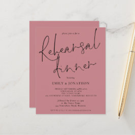 Budget Bröllopsrepetition Middag Dusty Rose Inbjud