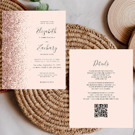 Budget Bröllopsroséguld Glitter QR-kod Bröllop