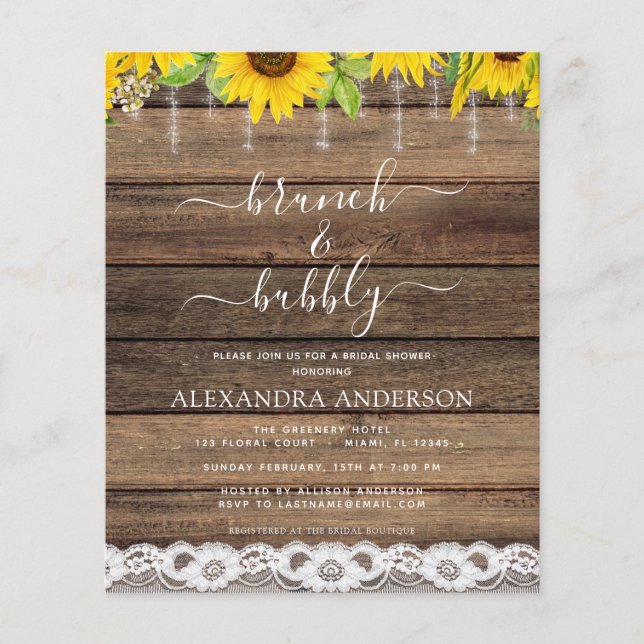 Budget Brunch & Bubbly Bröllopsfest Solros (Framsida)