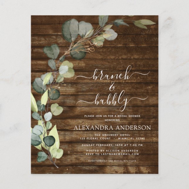 Budget Brunch & Bubly Möhippa Eucalyptus Flygblad (Framsidan)