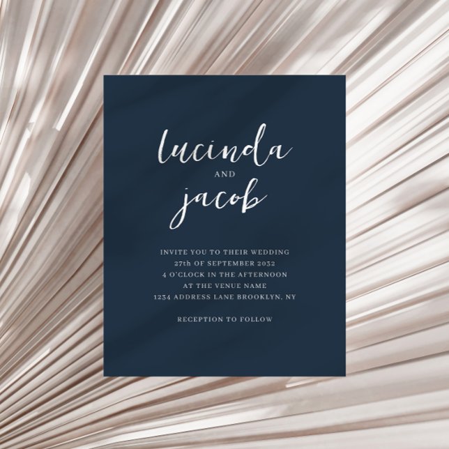 BUDGET Brushed Script Classic Navy Blue Bröllop (Skapare uppladdad)