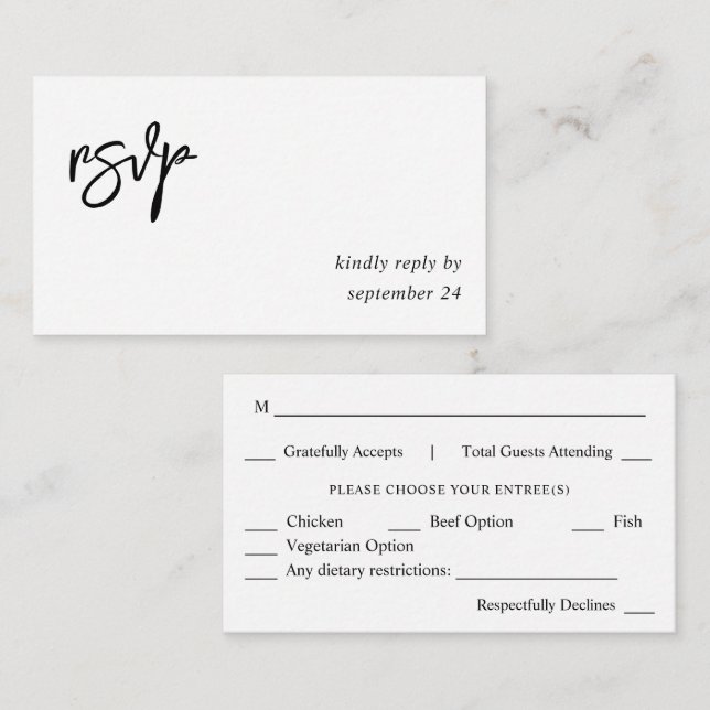 Budget Budget Black & White Calligraphy 10 Meal Tilläggskort (Fram/baksida)