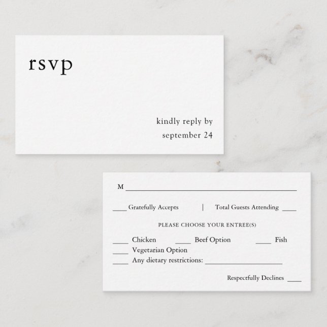 Budget Budget Svart & Vitt Kalligrafi 9 Måltid Tilläggskort (Fram/baksida)