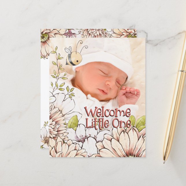 Budget Bumblebee Baby Photo Birth Notice (Fram/Back In Situ)