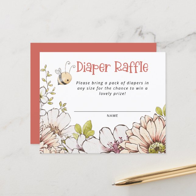 Budget Bumblebee Korall Baby Shower Blöja Lotteri (Fram/Back In Situ)