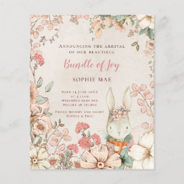 Budget Bunny Blommigts Photo Girl Birth-meddelande