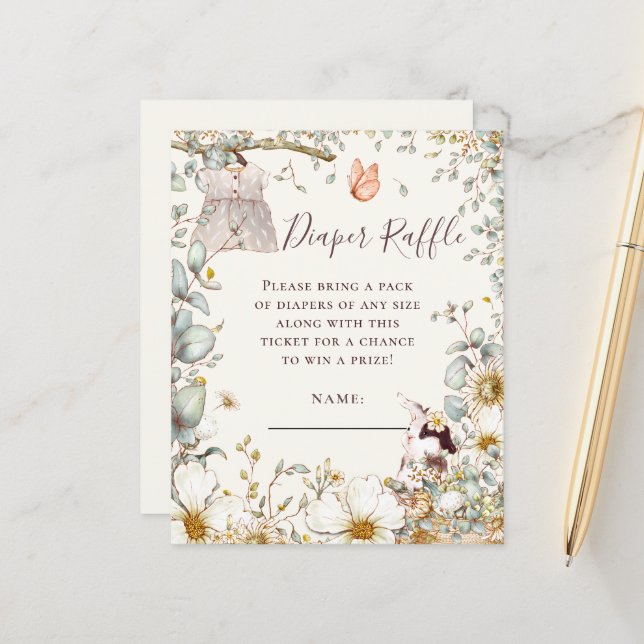 Budget Bunny Diaper Raffle Flicka Shower (Fram/Back In Situ)