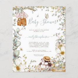 Budget Bunny Sage Boy Baby Shower-inbjudan