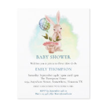 Budget Bunny Teal Baby Shower-inbjudan