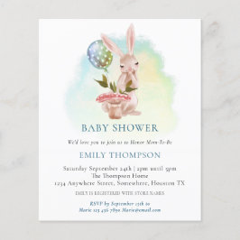 Budget Bunny Teal Baby Shower-inbjudan
