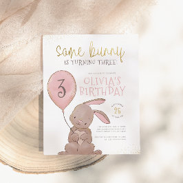 Budget Bunny Watercolor Rosa & Guld Födelsedagsfes