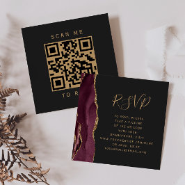Budget Burgunder Guld Agat Mörk QR-kod RSVP Tilläggskort