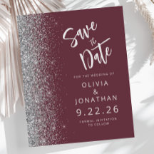 Budget Burgunder Silver Glitter Spara Datumet
