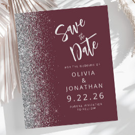 Budget Burgunder Silver Glitter Spara Datumet