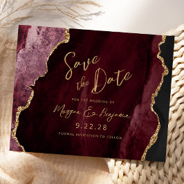 Budget Burgundy Agat Bröllop Save the Date