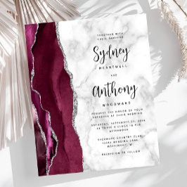 Budget Burgundy Agate Marble Calligraphy Bröllop