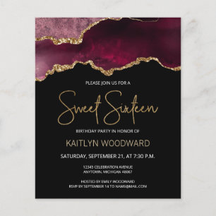 Budget Burgundy Agate Mörk Sweet 16-inbjudan