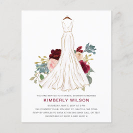 Budget Burgundy Blommigt Bröllop Dress Möhippa