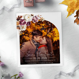 Budget Burgundy Blommigt Photo Bröllop spara datum