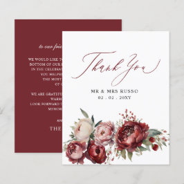 Budget Burgundy Blush Blommig Tacksamhetskort
