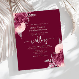 Budget Burgundy Blush Silver Blommig Bröllopsinbju