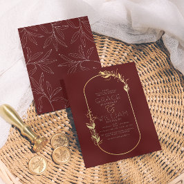 Budget Burgundy Botaniska Guld Ram Bröllop