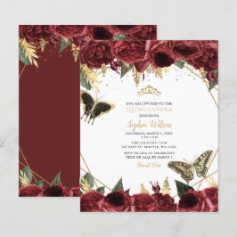 Budget Burgundy Butterfly Quinceañera-inbjudan