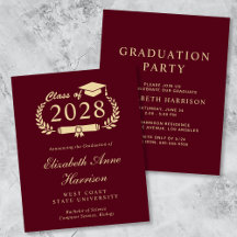 Budget Burgundy College Graduy Party Inbjudan