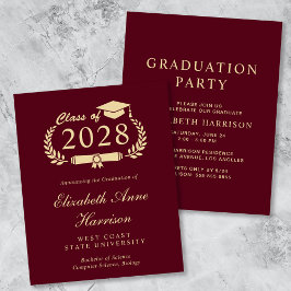 Budget Burgundy College Graduy Party Inbjudan