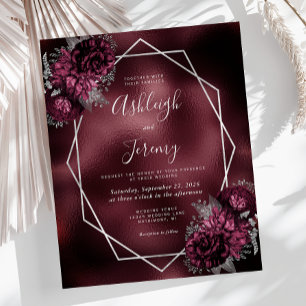 Budget Burgundy Fals Folie Silver Blommig Bröllop