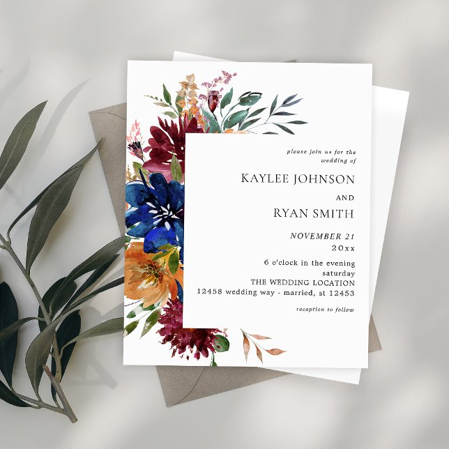 Budget Burgundy & flottan Fall Blommigt Bröllop V2 (Skapare uppladdad)