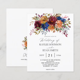 Budget Burgundy, flottan, Orange Fall Blommigt Brö