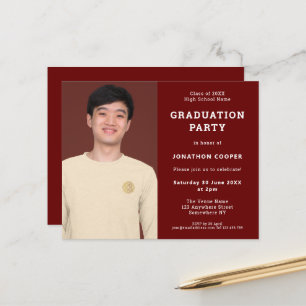 Budget Burgundy Grad Photo Studenten-inbjudan