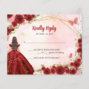 Budget Burgundy Guld Glitter Blommigt Princess OSA
