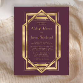 Budget Burgundy Guld Vintage 1920-talet Deco Bröll