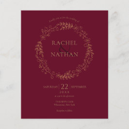 Budget Burgundy Lagerkrans Bröllopsinbjudan