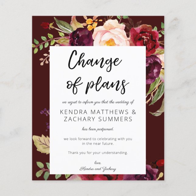 Budget Burgundy Marasala DB2 Ändring av plan Flyer (Framsidan)
