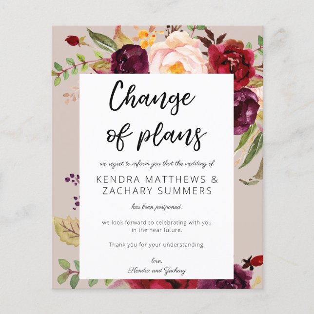 Budget Burgundy Marasala TP Förändring av plan Fly Flygblad (Framsidan)