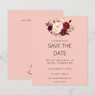 Budget Burgundy Marsa-Blommigten Spara datum-Rosa