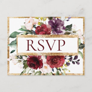 Budget Burgundy Monogram Blommigt Guld OSA Vykort
