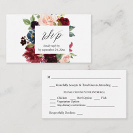 Budget Burgundy, Navy & Rosa Blommig 2SM Middag RS Tilläggskort