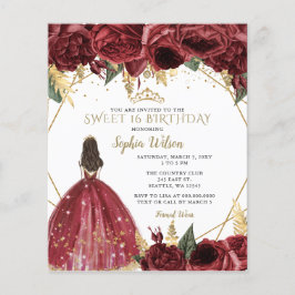 Budget Burgundy Princess Sweet 16:e inbjudan