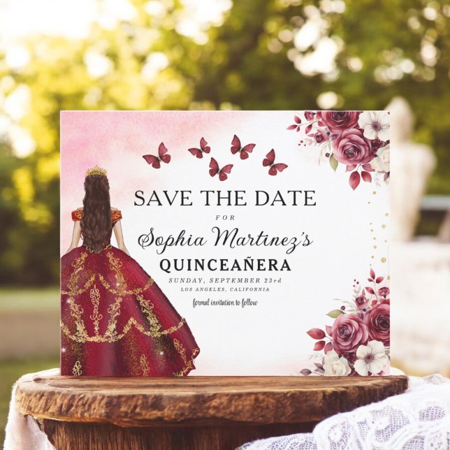 Budget Burgundy Rädda datum Födelsedag Quinceanera (Skapare uppladdad)