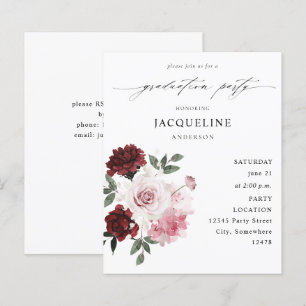 Budget Burgundy Red & Rosa Blommigt Studentfest