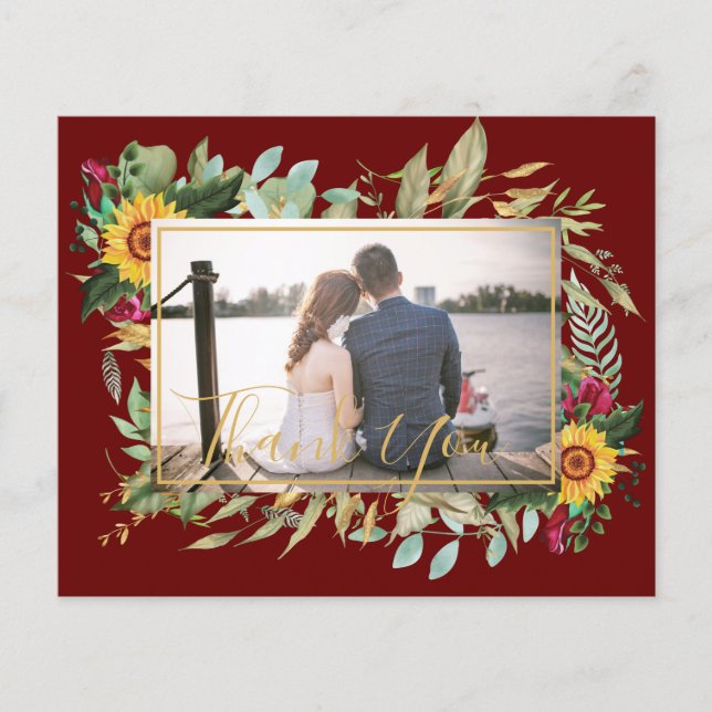 Budget Burgundy Ro Solblommor Tack PHOTO Flygblad (Framsidan)