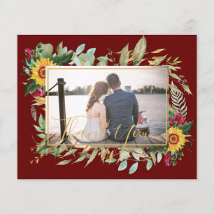 Budget Burgundy Ro Solblommor Tack PHOTO Flygblad