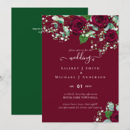BUDGET Burgundy Röd ros Gypsophila BRÖLLOP