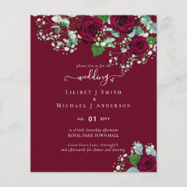 BUDGET Burgundy Röd ros Gypsophila BRÖLLOP