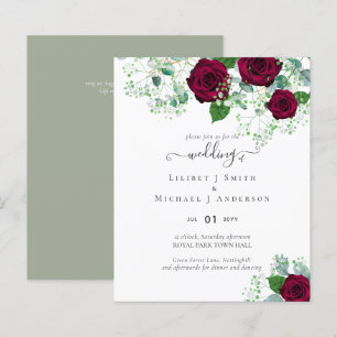BUDGET Burgundy Röda Rosor Gypsophila BRÖLLLOP