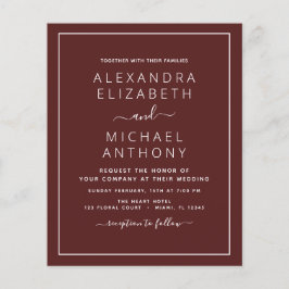 Budget Burgundy Romantic Wedding Flyer